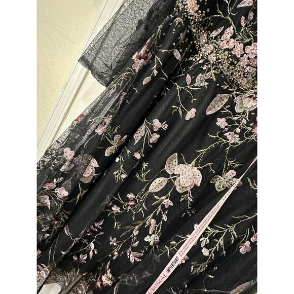 Mac Duggal Floral Embroidered Long Sleeve Dress Black Pink Plus Sz 22 NWT 20476 - Picture 11 of 16